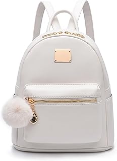 Leather Fashion Backpack Women Mini Backpack Purse Travel Daypacks with Pompom Casual Satchel Bags