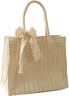Straw Tote Bag for Women Fashion Woven Shoulder Bag Hobo Bag Large Beach Purse Satchel Handbag with Ribbon