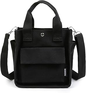 Canvas Tote Bag for Women Fashion Crossbody Bag with Pockets Everything Shoulder Handbag with Compartments Travel Work School