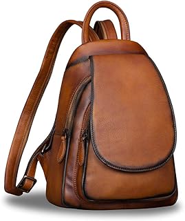 Genuine Leather Backpack for Women Vintage Real Leather Rucksack Fashion Shoulder Knapsack Purse Daypack Bag