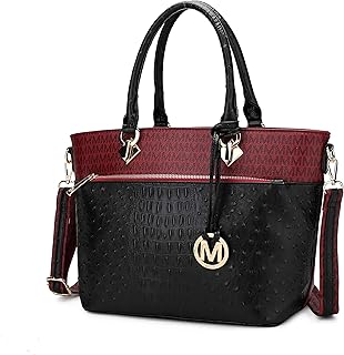 MKF Crossbody Shoulder Bag for Women – PU Leather Top Handle Pocketbook – Roomy Tote Satchel Handbag Purse M Charm Beige