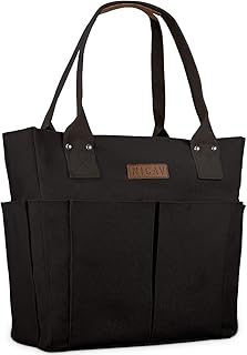Canvas Tote Bags for Women, Large Utility Tote Bags with Pockets Zip Top for Teacher Nurse Work