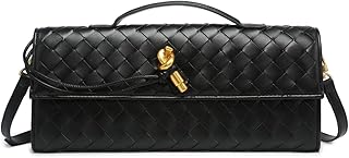 Woven Handbag for Women Fashion Evening Shoulder Bag PU Leather Handmade Clutch Purse Casual Crossbody Bags 2024