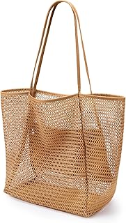 Beach Mesh Tote Bag, Casual Tote Bag Hobo Women Foldable MAX 23L Shoulder Bag For Beach Picnic Vacation