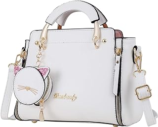 Qiayime Women Fashion Handbag Purses Luxury Designer Crossbody PU Leather Satchel Shoulder Messenger Bags Tote Cat Purse