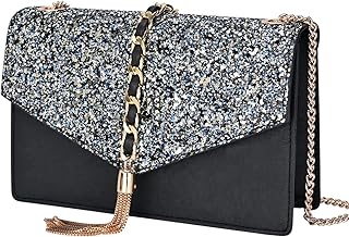 GM LIKKIE Crossbody Clutch Purse for Women, Glitter Evening Bag, Sequin Tassel Wedding Handbag for Party