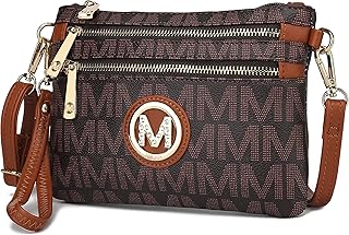 MKF Crossbody Bag for Women, Wristlet Strap – PU Leather Shoulder Handbag – Small Pocketbook Messenger Purse Black