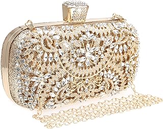 DA BODAN Womens Sparkly Rhinestone Crystal Clutch Bag Glitter Sequin Bridal Purse Evening Handbag for Wedding Party Prom