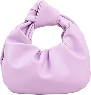 Women's Wrinkled Leather Cloud Shape Knotted Handbag Fashion Y2K Dumpling Underarm Hobo Clutch Purse for Party Shopping