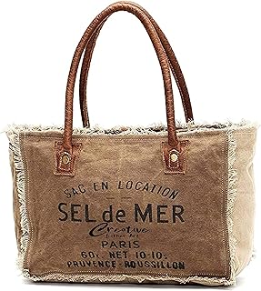CLA Bags Sel De Mer Upcycled Canvas Hand Bag Upcycled Canvas & Cowhide Tote Bag Radiant Upcycled Canvas & Cowhide Leather Bag