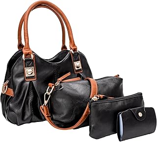 4pcs Fashion Faux Leather Handbags Set, Tote Bag, Shoulder Bag,Top Handle, Card Purse for Women Girl Lady Female