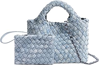 Woven Bag for Women with Coin Purse Fashion Handbag Female Shoulder Bag Foldable Chain Small Tote Crossbody Bags
