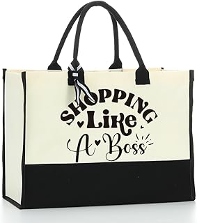 HODREU Tote Bag for Women Waterproof Beach Bag Canvas Bag Funny Birthday Gifts for Mom Her Friend Grocery Shopping