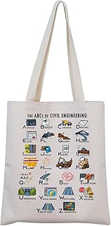 MNIGIU Civil Engineer Alphabet Tote Bag The Abcs of Civil Engineering Gift Female Engineer Gift Engineering Graduation Gift