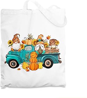 Autumn Gnome Gifts Cotton Tote Bag Sunflower Bee Themed Gifts for Women Shopping Bag for Female