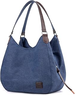 Women's Multi-pocket Shoulder Bag Fashion Cotton Canvas Handbag Tote Purse