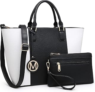 MKP Women Two Tone Large Tote Bags Top Handle Satchel Handbags Purses Set 2pcs