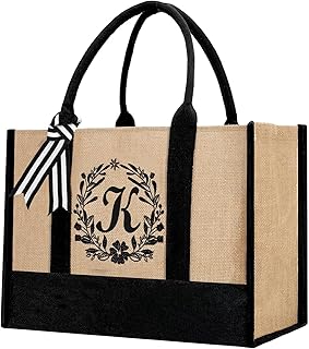 Personalized Jute Letter Tote Bag for Women Mothers Day Gifts for Mom Christmas Birthday Gift For Woman Friends