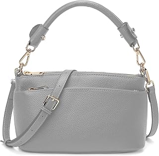 Women's Small Crossbody Bags Lady Cow Leather Shoulder Handbag Purse with 3 Shoulder Straps