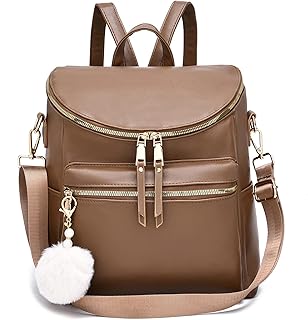 I IHAYNER Women Backpack Purse Fashion Leather Large Designer Travel Bag Ladies College Shoulder Bags with Pompom, 2 Pieces