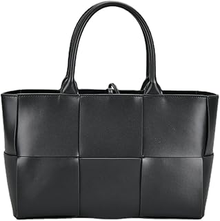 Women Leather Woven Shoulder Bag,Ladies Top Handle Satchel Tote Work Bag with Matching Clutch…
