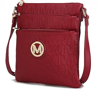 MKF Crossbody Bag for Women – PU Leather Triple Zip Messenger Handbag – Crossover Purse Pocketbook, Shoulder Strap
