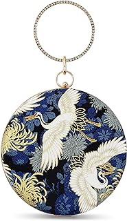 Womens Evening Clutch Bag Designer Evening Handbag Hand Bag,Lady Party Wedding Clutch Purse, Blue-big Round