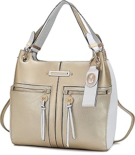 MKF Crossbody Tote Bag for Women PU Leather Shoulder Handbag Purse Lady Fashion Top Handle Satchel Pocketbook