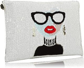 Oversized Clutch Bag Purse,Womens Large Designer leather Evening Wristlet Handbag for Ladies,White,One Size, White, One Size
