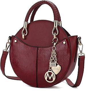 MKF Collection Stylish Circle Crossbody Bag for Women,Wristlet Handbag Lady Fashion Round Messenger Purse