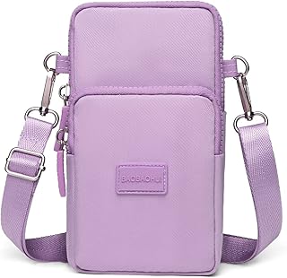 Universal Crossbody Wallet Phone Bag for Women Mini Shoulder Arm Bag Cell Phone Purse Compatible for iPhone/Samsung Galaxy…, Light Purple, Casual