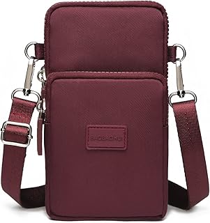 Universal Crossbody Wallet Phone Bag for Women Mini Shoulder Arm Bag Cell Phone Purse Compatible for iPhone/Samsung Galaxy…, Purple Red, Crossbody