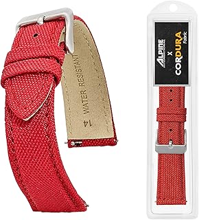 Alpine Cordura Fabric Watch Band - Quick Release Replacement Watch Bands - Water Resistant Back Lining Leather Strap - Watch Bands for Women & Men - Compatible with Regular & Smart Watch Bands