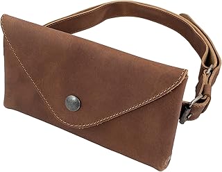 Rustic Leather Waist Pouch, Fanny Pack, Bag, Purse, Phone Holder Cable Case, Samsung iPhone, Easy Travel for Digital Nomads Handmade, Single Malt Mahogany