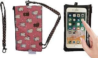 Tainada Phone Wristlet Purse 2 in 1 Pouch w/Clear View Window Touch Screen & Detachable Neck Strap Lanyard, Wristlet Strap for iPhone 15/14 Pro Max, 15/14 Plus; Samsung S23+ (Pink Cats Pattern)