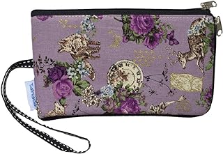 Tainada Women Phone Wristlet Clutch Pouch, Dual Layers Zipper Purse Shockproof Bag for iPhone 11/12, 11/12 Pro Max, Xs Max, Samsung S20+, Note 20, Google Pixel 4a, 5 & More! (Floral Pattern Purple)