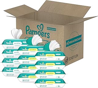 Baby Wipes, Pampers Sensitive Water Based Baby Diaper Wipes, Hypoallergenic and Unscented, 1008 Total Wipes (Packaging May Vary)