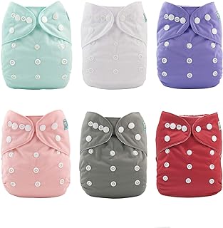 ALVABABY Cloth Diaper, One Size Adjustable Washable Reusable for Baby Girls and Boys 6 Pack with 12 Inserts 6BM100