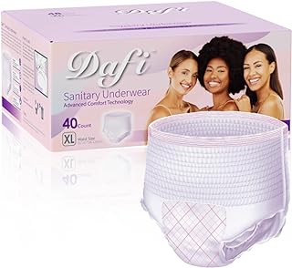 Menstrual Period & Postpartum Incontinence Underwear for Women, 40 Count/Extra Large Overnight Disposable Briefs, Teen Leak-Proof Panty Style Pad