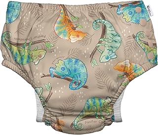 i play.® by Green Sprouts Reusable, Eco Snap Swim Diaper with Gussets, UPF 50+, 18 mo, Panther Chameleon - Biodiversity, Patented Design, Standard 100 by Oeko-TEX® Certified
