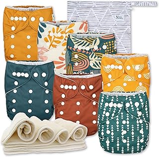 The Keys Cloth Pocket Diapers 7 Pack, 7 Bamboo Inserts, 1 Wet Bag by Nora's Nursery