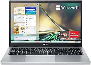 Aspire 3 A315-24P-R7VH Slim Laptop | 15.6'' Full HD IPS Display AMD Ryzen 7320U Quad-Core Processor Radeon Graphics 8GB LPDDR5 128GB NVMe SSD Wi-Fi 6 Windows 11 Home in S Mode,Silver