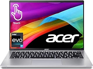 Swift Go 14 Intel Evo Thin & Light Laptop 14'' 1920x1200 100% sRGB Touch Display Intel Core i7-1355U Intel Iris Xe 16GB LPDDR5 512GB Gen 4 SSD Killer WiFi 6E AX1675 SFG14-71T-72QV, Silver