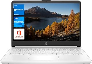 Portable Laptop, Student and Business, 14" HD Display, Intel Quad-Core N4120, 16GB DDR4 RAM, 64GB eMMC, 1 Year Office 365, Webcam, SD Card Reader, HDMI, Wi-Fi, Windows 11 Home, White, KKE Mousepad