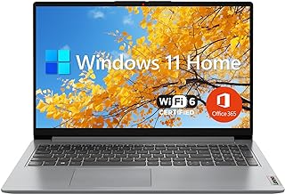 IdeaPad 1 Student Laptop, 15.6" FHD Display, Intel Dual Core Processor, 8GB RAM, 128GB SSD + 128GB eMMC, Wi-Fi 6, Webcam, Bluetooth, 1 Year Office 365, Windows 11 Home, Grey