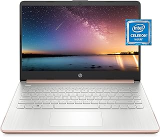 14 Laptop, Intel Celeron N4020, 4 GB RAM, 64 GB Storage, 14-inch Micro-edge HD Display, Windows 11 Home, Thin & Portable, 4K Graphics, One Year of Microsoft 365 (14-dq0030nr, Pale Rose Gold)