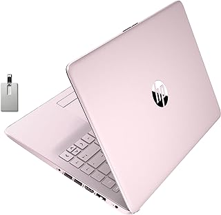 2021 Stream 14" HD SVA Laptop Computer, Intel Celeron N4000 Processor, 4GB RAM, 64GB eMMC Flash Memory, Webcam, 1-Year Office, Intel UHD Graphics 600, Win 10S, Rose Pink, 32GB SnowBell USB Card