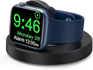 Upgrade Charging Stand for Apple Watch, Magnetic Wireless Foldable Watch Charger Stand with Charging Cord, Supports Nightstand Mode, Compatible with iWatch Series 9 8 7 SE 6 5 4 3 2-Black