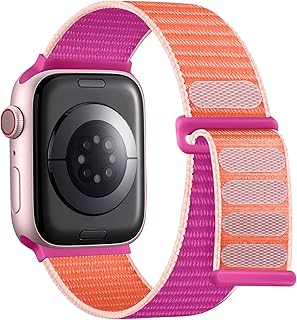 Soft And Breathable Sport Nylon Loop Strap Compatible with Apple Watch Bands 38MM 40MM 41MM 42MM 44MM 45MM 49MM, Women Men Adjustable Straps for IWatch Series SE 9/8/7/6/5/4/3/2/1 Ultra
