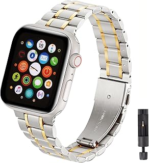 Stainless Steel Band Compatible with Apple Watch 49 45mm 44mm 42mm 41mm 40mm 38mm, Metal Wristband Strap for iWatch Series 9 8 7 6 5 4 3 2 1 Ultra SE